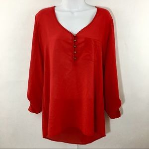 Charlotte Ruse RED Open Back Blouse Medium EUC